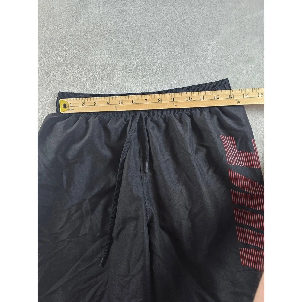 Nike‎ Swim Shorts Mens Size M Black Red Graphic Logo NESSA570 Drawstring Pocket